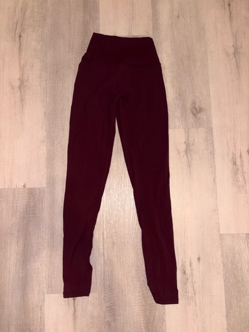 Women’s High-Waist Burgundy Leggings - Picture 2 of 5